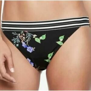 Athleta Black Gold Coast Floral Band Swim Bikini Bottom M